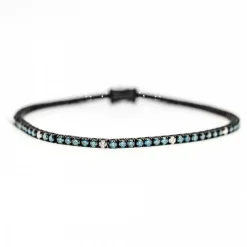 Bracelet Rivière diamants bleus et blancs