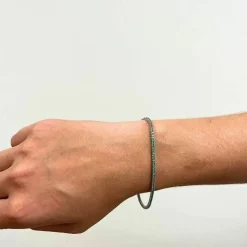 Bracelet Rivière en or blanc et émeraude