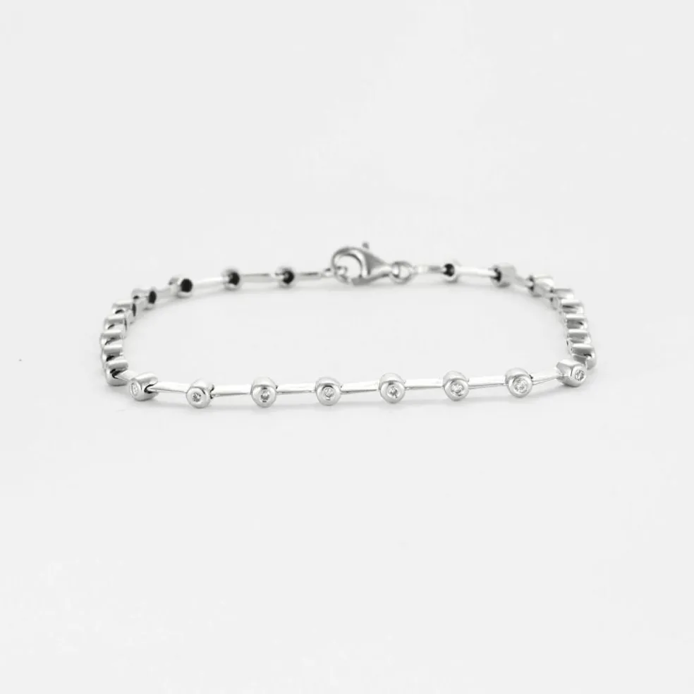 Bracelet rivière or blanc diamants