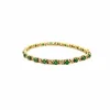 Bracelet Rivière Or Jaune 14k Émeraudes & Diamants