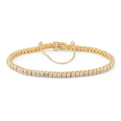 Bracelet rivière or jaune orné de diamant taille brillant