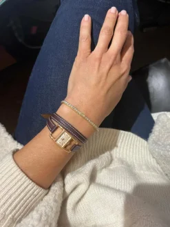 Bracelet rivière or jaune orné de diamant taille brillant