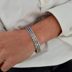 Bracelet rivière saphirs multicolores diamants or blanc