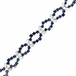 Bracelet rétro à maillons en saphir et diamant