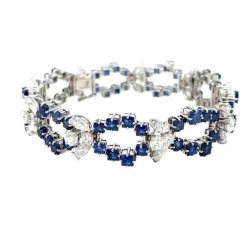 Bracelet rétro à maillons en saphir et diamant