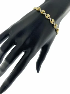 Bracelet rétro deux ors avec diamants certifié HRD
