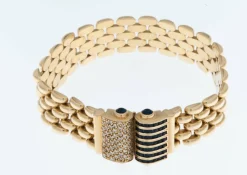 Bracelet Rétro en or jaune avec diamants et saphirs