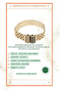 Bracelet Rétro en or jaune avec diamants et saphirs