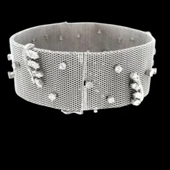 Bracelet rétro en tissu platine avec diamants de 7,50 ct