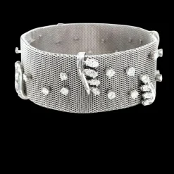 Bracelet rétro en tissu platine avec diamants de 7,50 ct