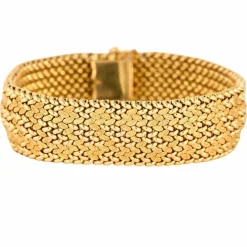 Bracelet ruban souple, maille tressée en or jaune