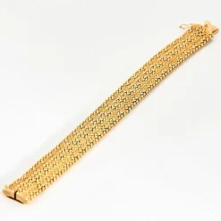 Bracelet ruban souple, maille tressée en or jaune