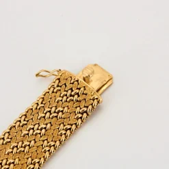Bracelet ruban souple, maille tressée en or jaune
