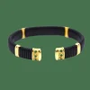 Bracelet semi-rigide en or et émeraudes