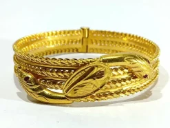 Bracelet serpent or jaune et rubis