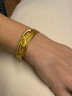 Bracelet serpent or jaune et rubis