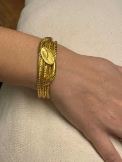 Bracelet serpent or jaune et rubis