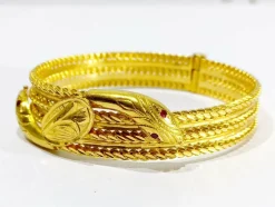 Bracelet serpent or jaune et rubis