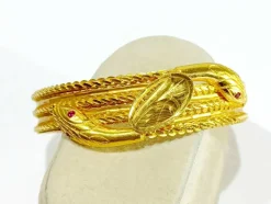 Bracelet serpent or jaune et rubis