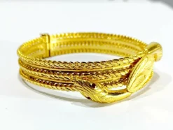 Bracelet serpent or jaune et rubis