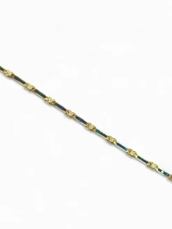 Bracelet souple or jaune, saphirs et croisillons
