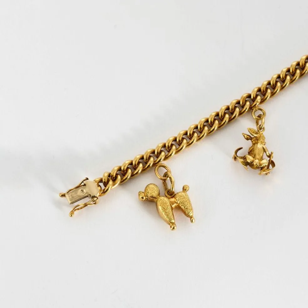 Bracelet souple or jaune et charms