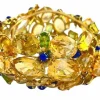 Bracelet Style americain, or jaunet citrines, péridots et lapis lazuli