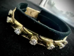 Bracelet Tank en or jaune sertie de 4,40 carats de diamants