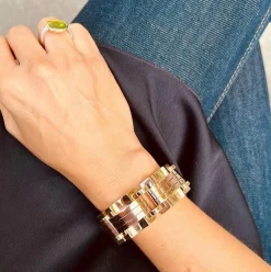 Bracelet tank or jaune et rose
