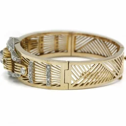Bracelet Tank or, platine, diamants