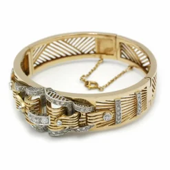 Bracelet Tank or, platine, diamants