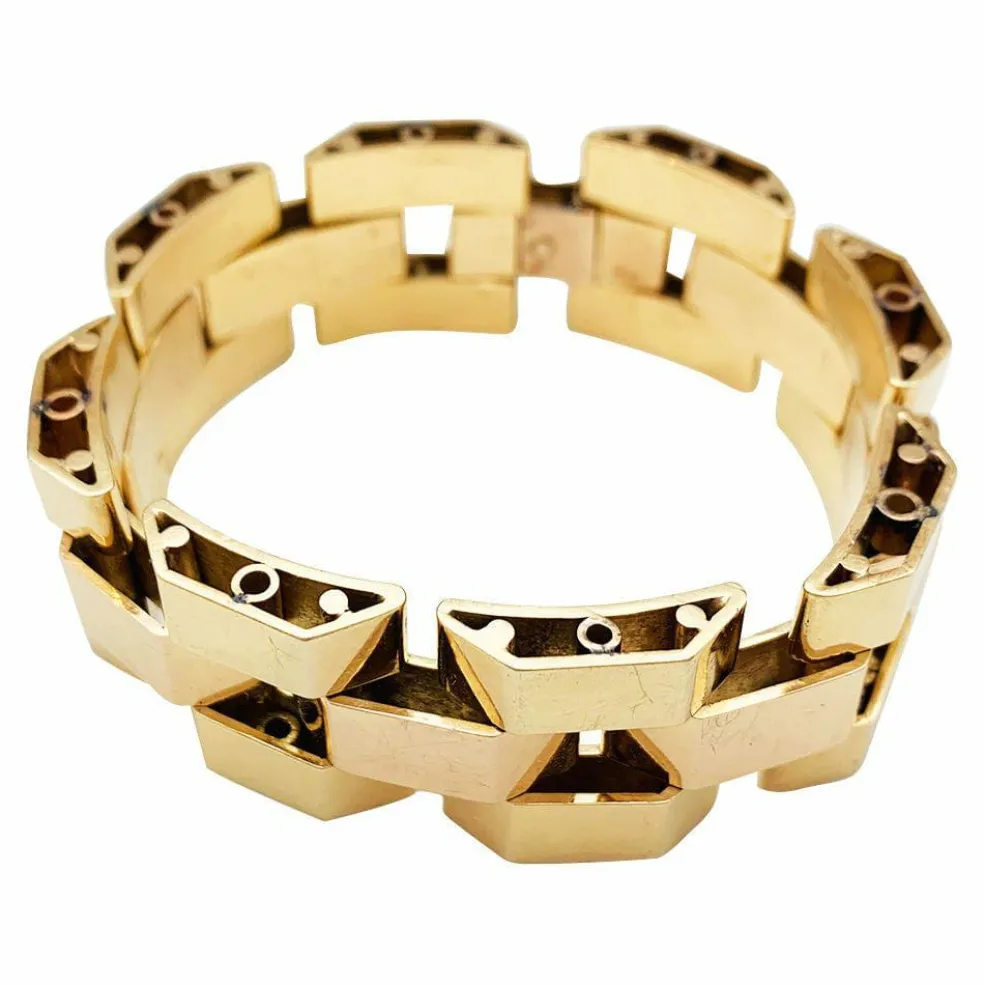 Bracelet Tank or rose et or jaune.