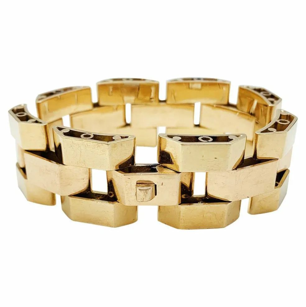 Bracelet Tank or rose et or jaune.