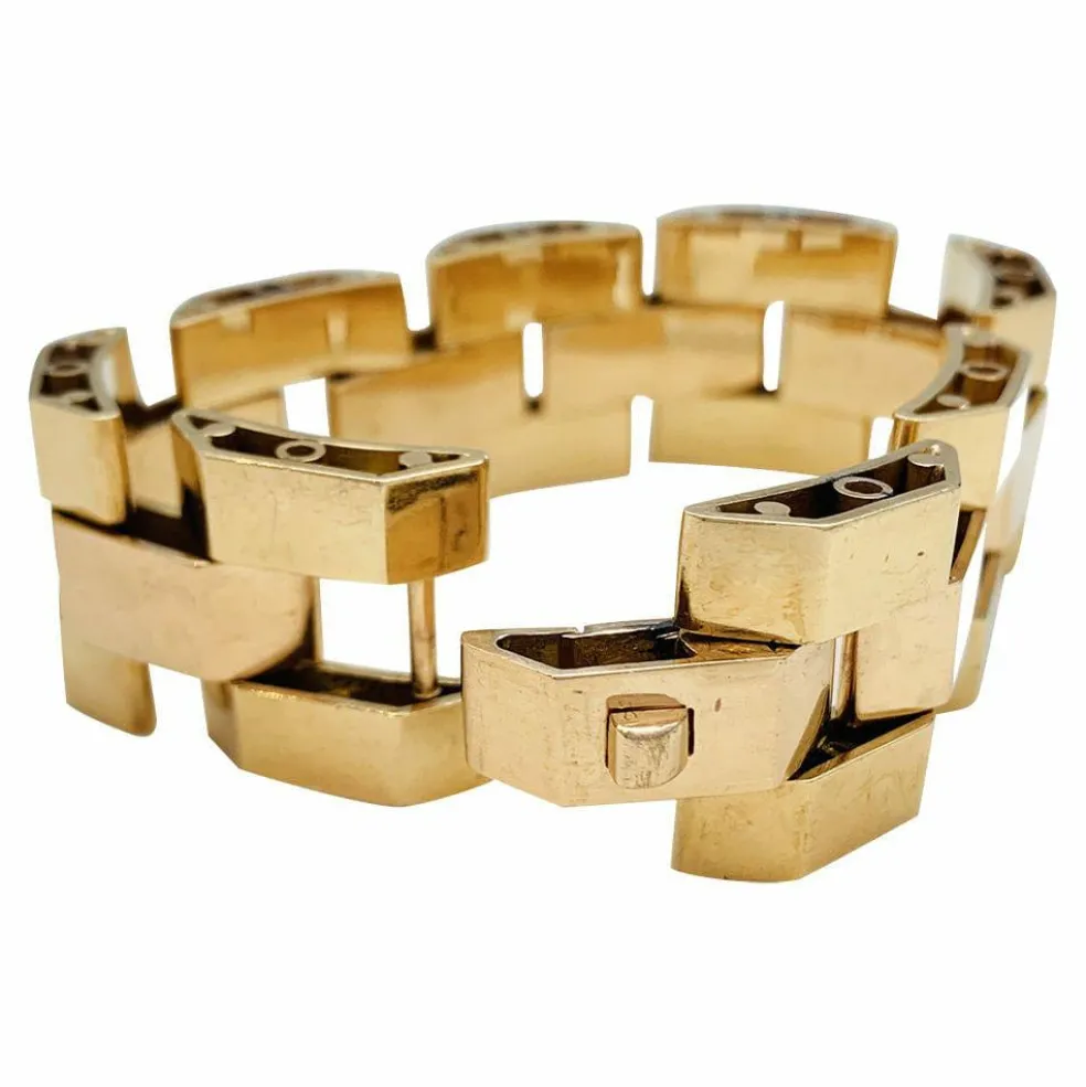 Bracelet Tank or rose et or jaune.