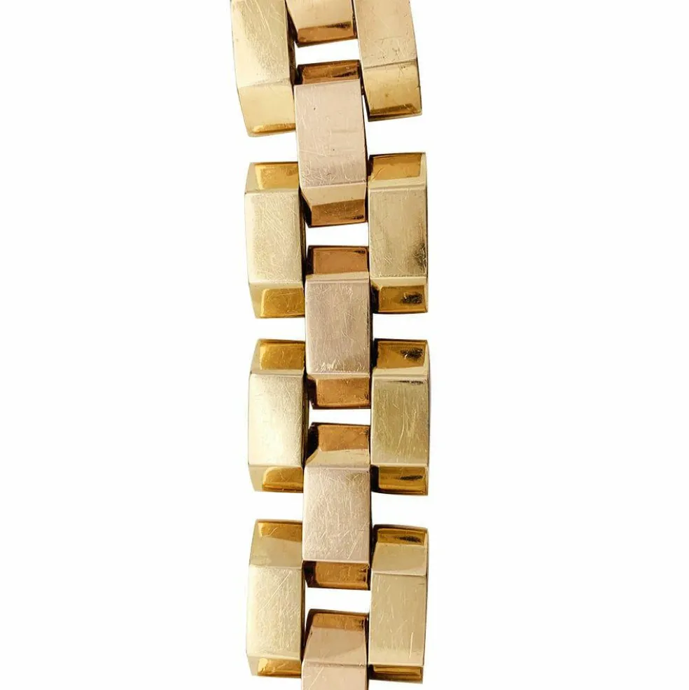 Bracelet Tank or rose et or jaune.