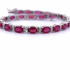 Bracelet Tennis - Or Blanc - Rubis et Diamants