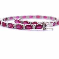 Bracelet Tennis - Or Blanc - Rubis et Diamants