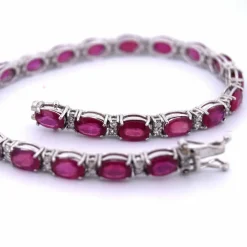 Bracelet Tennis - Or Blanc - Rubis et Diamants