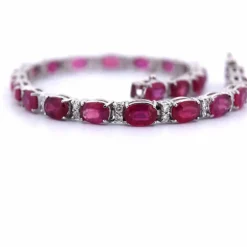 Bracelet Tennis - Or Blanc - Rubis et Diamants
