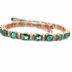 Bracelet Tennis - Or Rose - Émeraudes et Diamants