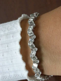 Bracelet Tennis Diamants taille émeraude et poire