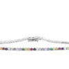 Bracelet tennis en or blanc avec pierres précieuses multicolores