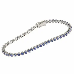 Bracelet tennis en or blanc et saphirs