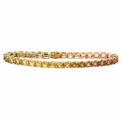 Bracelet Tennis en or jaune et saphirs