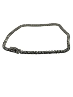 Bracelet tennis or blanc et diamants noirs