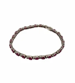 Bracelet tennis or blanc rubis et diamants