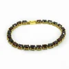Bracelet Tennis, or jaune et grenats
