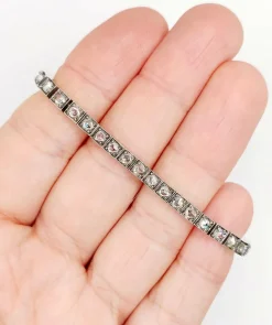 Bracelet tennis or jaune et argent, 3,00 cts diamant taille rose (circa 1900)