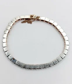 Bracelet tennis or jaune et argent, 3,00 cts diamant taille rose (circa 1900)