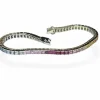 Bracelet Tennis saphirs arc en ciel sur or blanc 18 carats